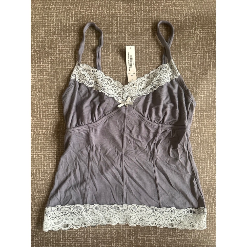 Adore Me Blue Grey Lace Trim Camisole Top Small WIN-SL-13422-PJ-BLUEGRANT-S